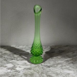 Fenton Hobnail Colonial Elegant Green Glass Vase 9.5”